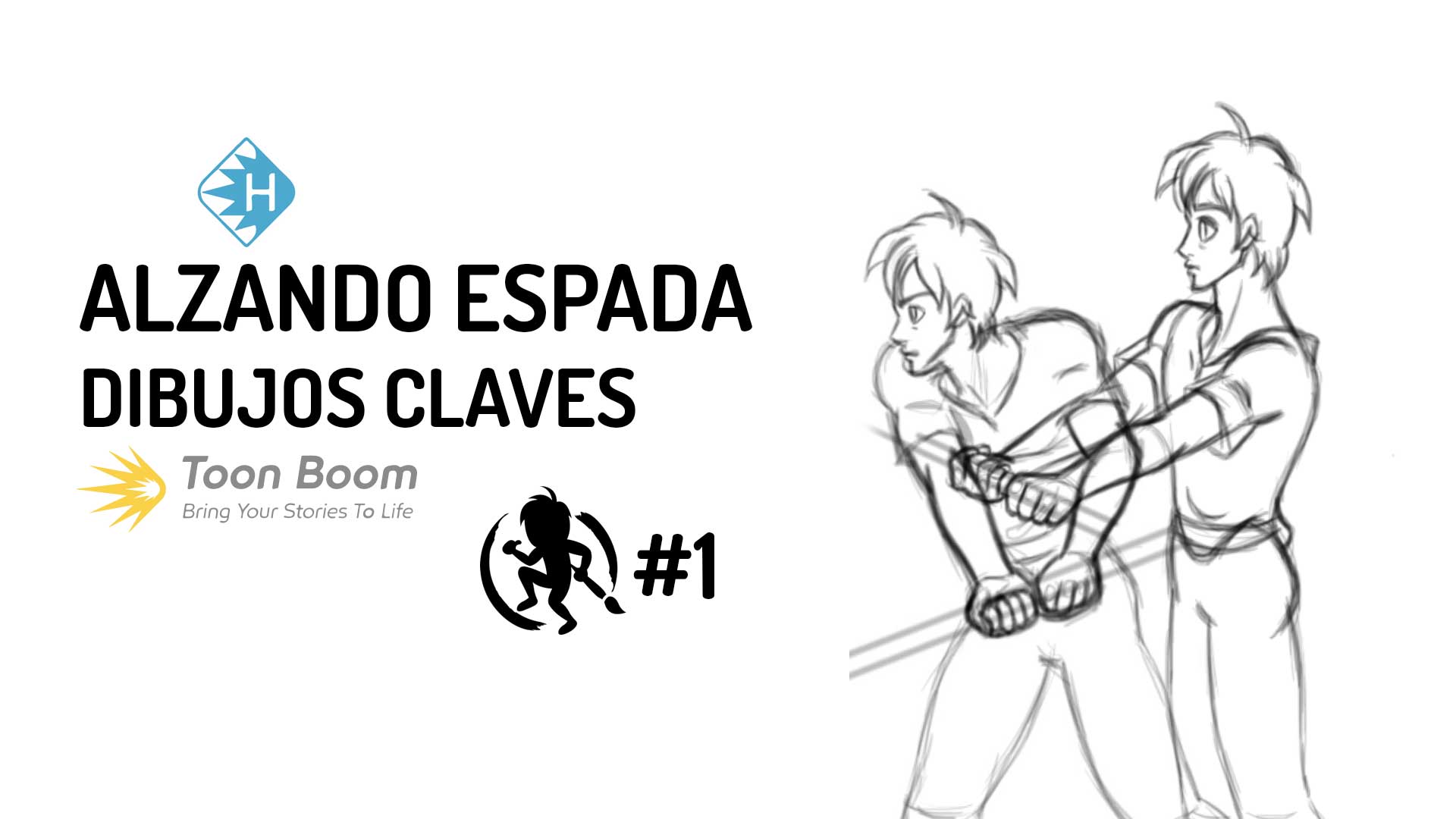 Dibujos claves de la animacion alzando una espada