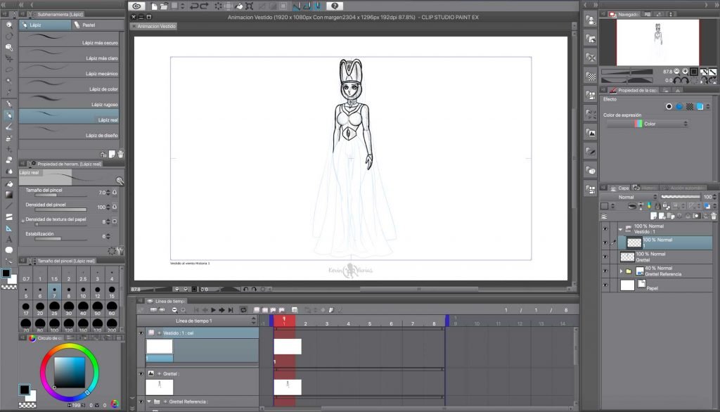 Imagen de muestra del comienzo de la Animación en Clip Studio Paint